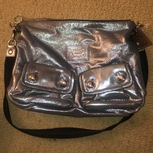 Coach Poppy metallic silver crossbody
